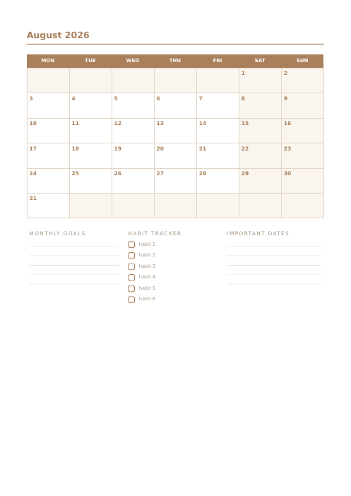monthly page