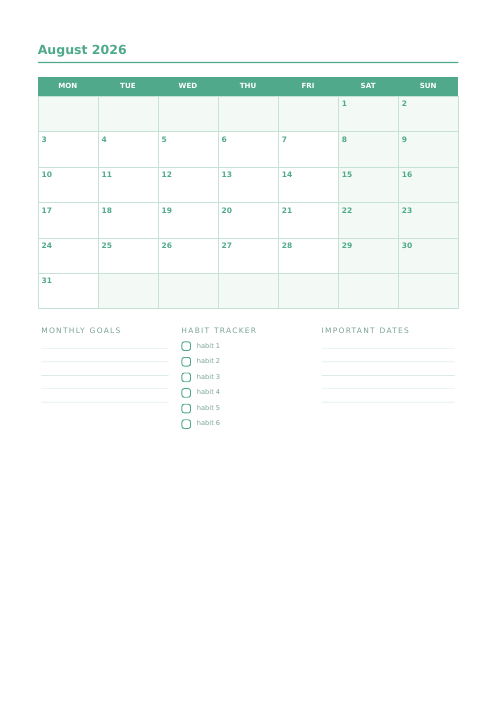 monthly page