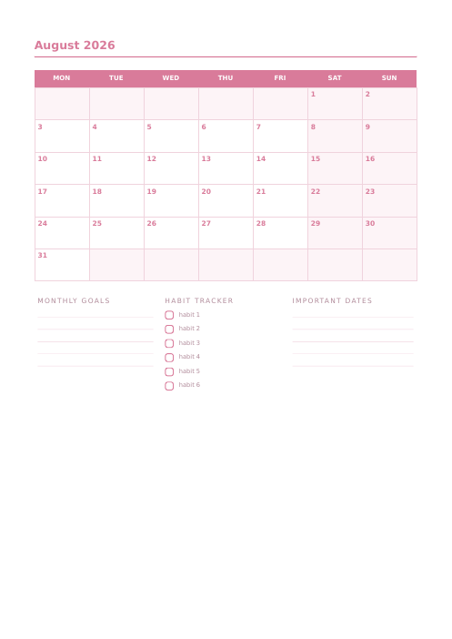 monthly page
