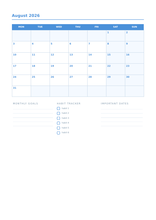 monthly page